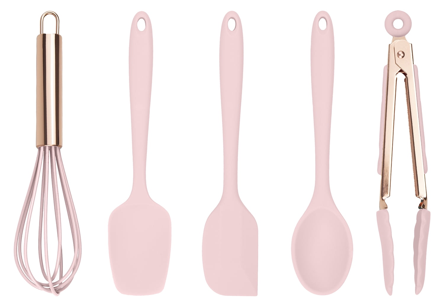 Cook with Color 3 Piece Color Changing Silicone Utensil Set with Pink Tong,  Teal Slotted Turner, and Yellow Spoon 