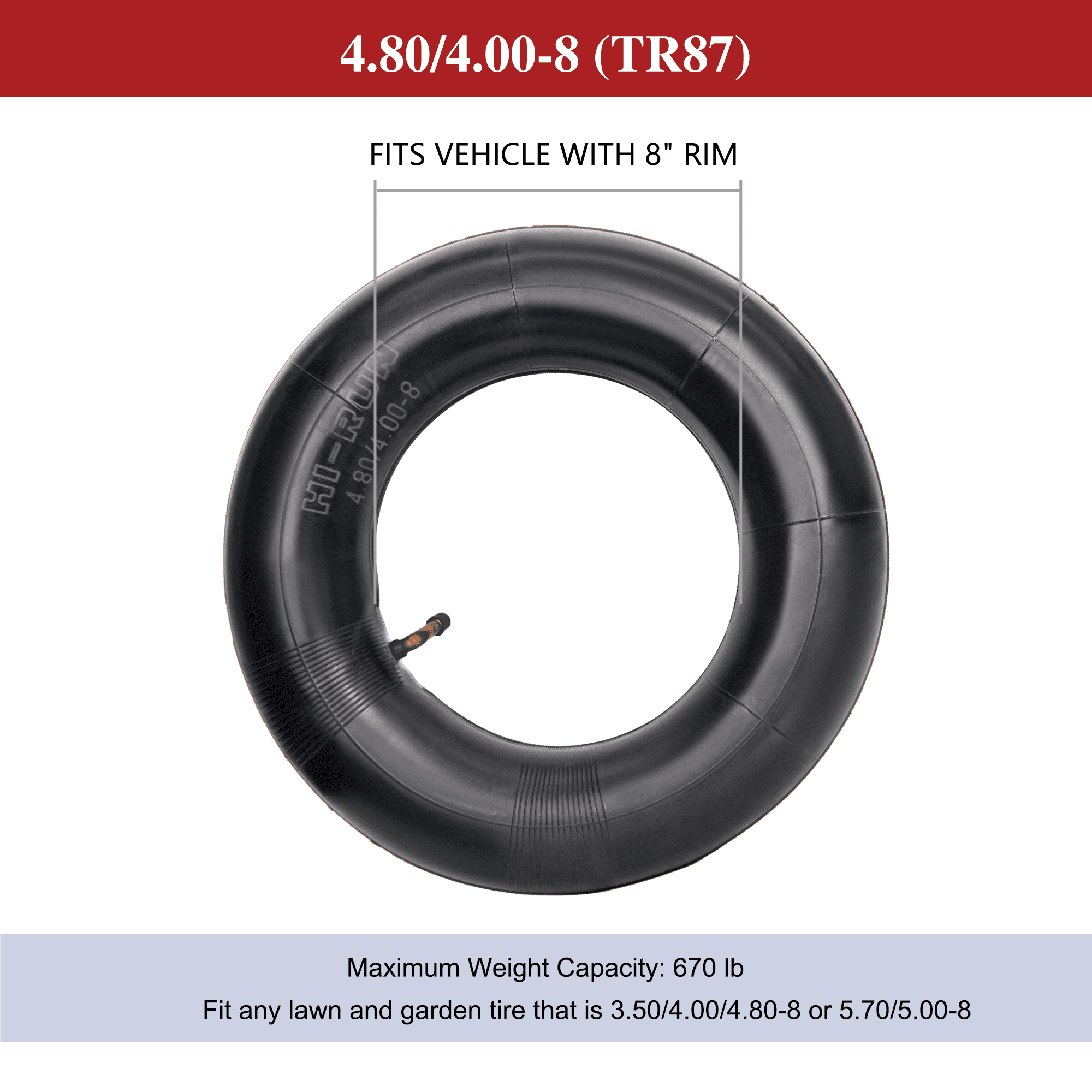 Hi-Run TUN6001 4.80/4.00-8 TR87 Lawn & Garden Butyl Inner Tube