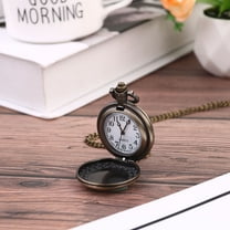 IBASETOY Brown Retro Pocket Watch Pendant Necklace Chic Gift for Friends and Family