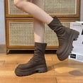 thumbnail image 5 of Bottines Chelsea pour Femmes Mi-Mollet à Talon Bas Plateforme Épaisses à Enfiler, 5 of 5