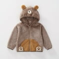 thumbnail image 2 of Kid's Cute Plush Jackets Bear Ears Hooded Front Zip Color Block Fleece Thermal Comfy Outwear Spring Fall Trendy Outfits (1 Years, Gray), 2 of 9