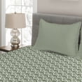 thumbnail image 2 of Ambesonne Geometric Quilted Coverlet 3 Pcs, Vintage Rhombus Stripes, Queen Size, Pale Sage Green, 2 of 4