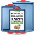 thumbnail image 1 of NutriChef, Bakeware Set, Baking Sheets, Cookie Sheets, Sheet Pan, Baking Tray, Nonstick, Blue Carbon Steel Baking Set, Professional Kitchen Oven Trays, Roasting Pans, 3 pc., 1 of 4