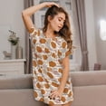 thumbnail image 3 of Fotbe Cartoon Pattern Women's Cotton Nightgown Sleepwear Short Sleeves Shirt Casual Print Sleepdress, 3 of 6