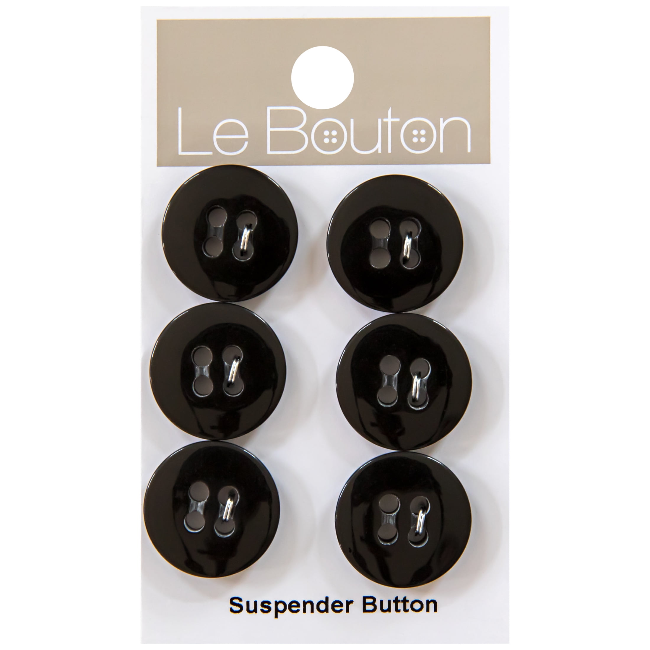 Le Bouton Black 3/4" Round 4-Hole Buttons, 6 Pieces