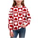 thumbnail image 2 of Sudadera sin capucha para niño, con estampado del Día de San Valentín, de manga larga, informal, deportiva, con capucha, sudadera de manga larga sin capucha, top con inserciones en los hombros, blusa, 2 of 8