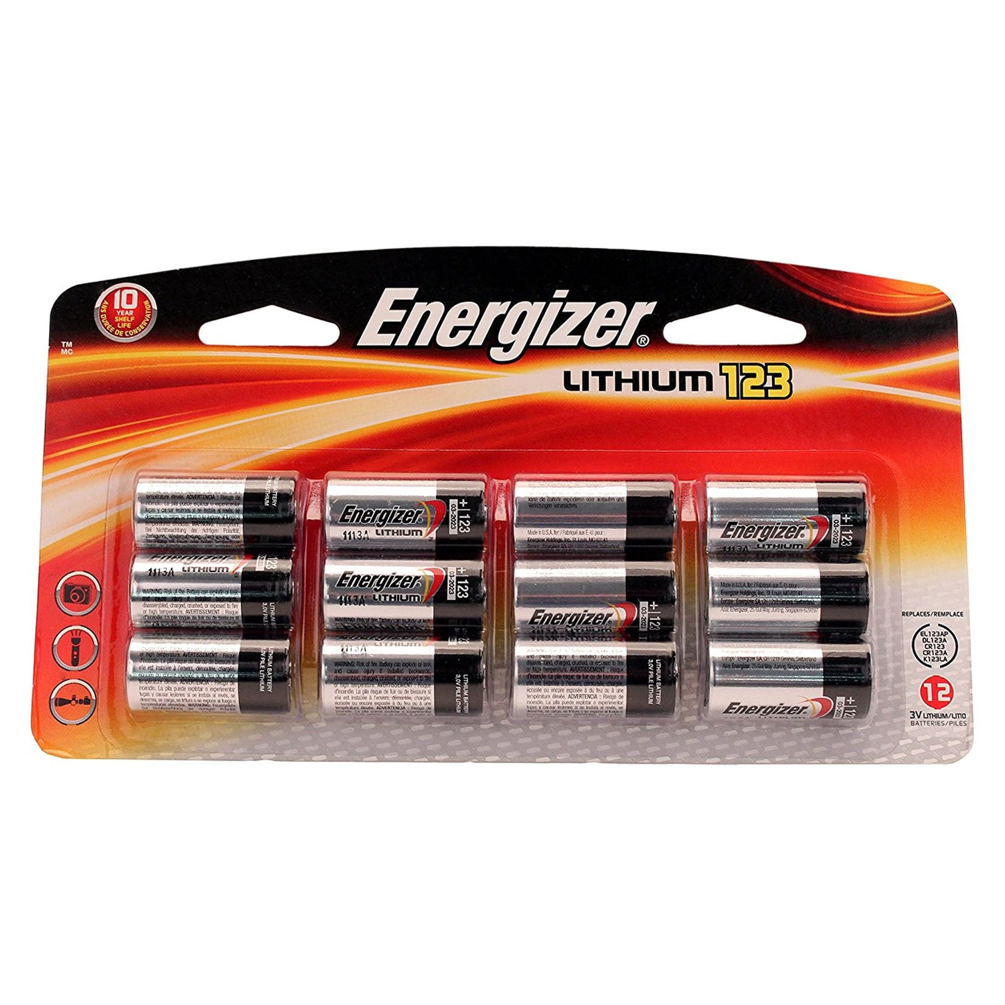 12Card Energizer CR123A 3 Volt Lithium Batteries (EL123A) Walmart Canada