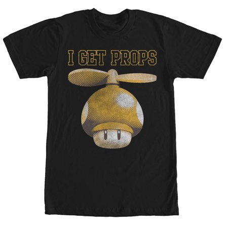 Men s Nintendo Mario Mushroom I Get Props Graphic Tee Black X Large