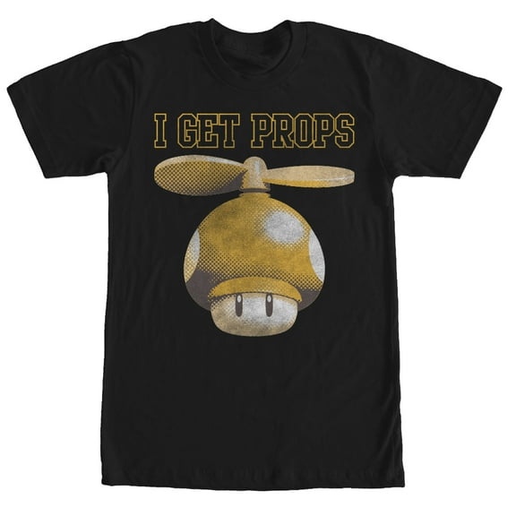 Men's Nintendo Mario Mushroom I Get Props Graphic Tee Black Medium