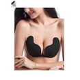 thumbnail image 3 of PULLIMORE Push Up Adhesive Bra Chest Gathered V Neck Silicone Bras Strapless Backless Invisible Bras (Cup D, Black), 3 of 10