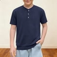 thumbnail image 3 of Gfyviroh Boys Toddlers T-shirts Ultra-soft Henley Knit Tops Short Sleeve Comfy Summer Tees,Size 4-14 Y, 3 of 6