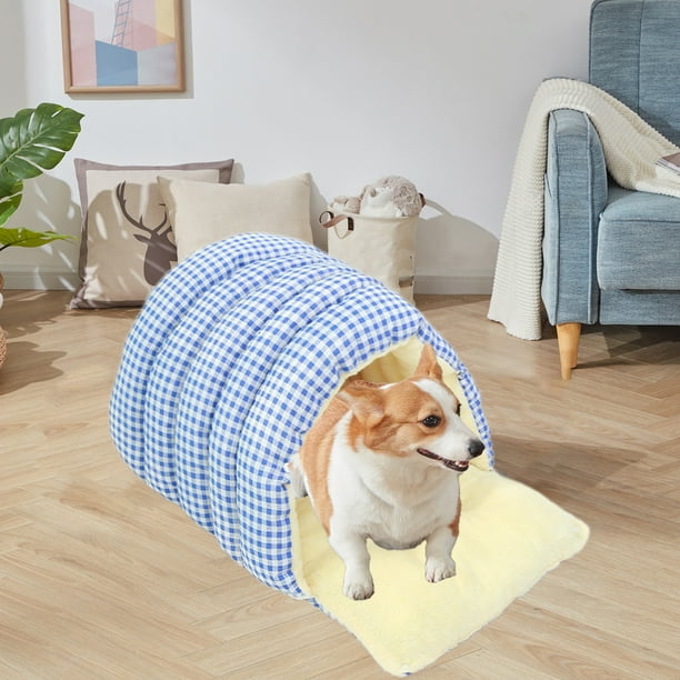 Mom's Best Casa para perros y gatos de interior y exterior, cama para dormir de felpa gruesa y cálida para perros y gatos pequeños, 48 x 30 x 19 cm