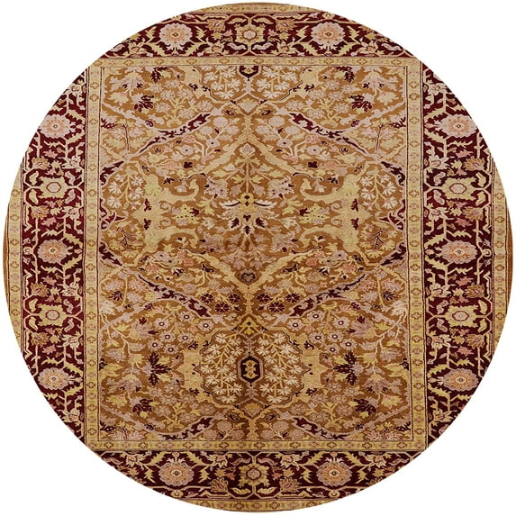 Ahgly Company Machine Washable Indoor Round Industrial Modern Brown Sand Brown Area Rugs, 7' Round