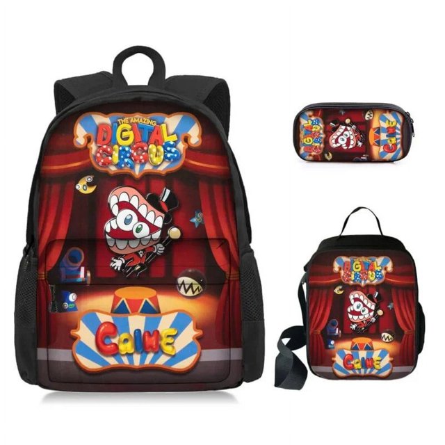 3pcs The Amazing Digital Circus Backpack Cute Cartoon School Bag Mochila Anime Pencilbag Set For Kids Birthday Christmas Gift