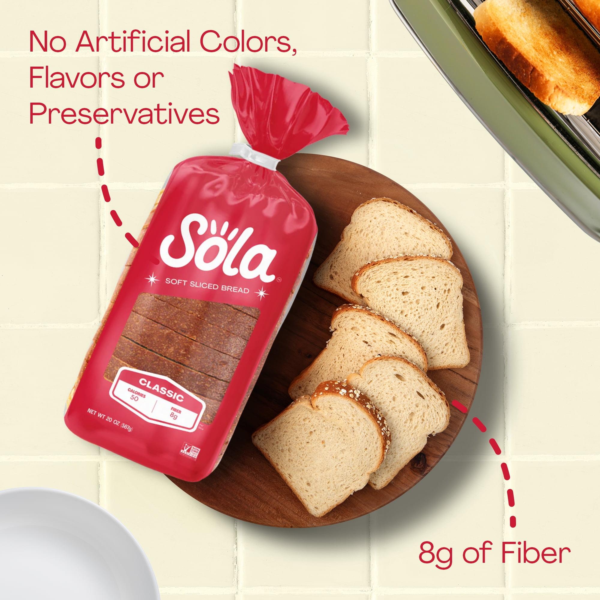Sola Classic White Bread, Soft Sliced Bread, Non-GMO, 20 oz