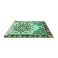 thumbnail image 2 of Ahgly Company Machine Washable Indoor Square Abstract Turquoise Blue Modern Area Rugs, 3' Square, 2 of 4