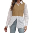 thumbnail image 2 of Sleeveless Women V-neck Knit Crop Sweater Vest Casual Argyle Knit Vest, 2 of 4