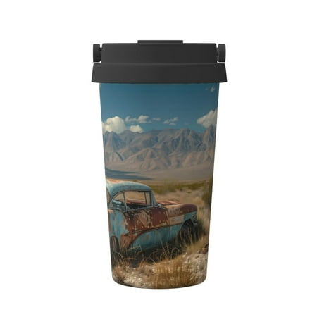 

Logiee Deserted Classic Car Landscape Print Stainless Steel Coffee Tumbler Travel Coffee Mug Insulated Coffee Mug with Lid Spill Proof Coffee Cup Portable Thermal Mug