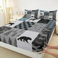 thumbnail image 3 of Manfei Hunting Moose Bear Twin Sheet Sets, Gray Black Blue Rustic Plaid Twin Fitted Sheet, Nature Adventure Theme Flat Sheet, Luxury Bedroom Decor 3-Piece, 3 of 7