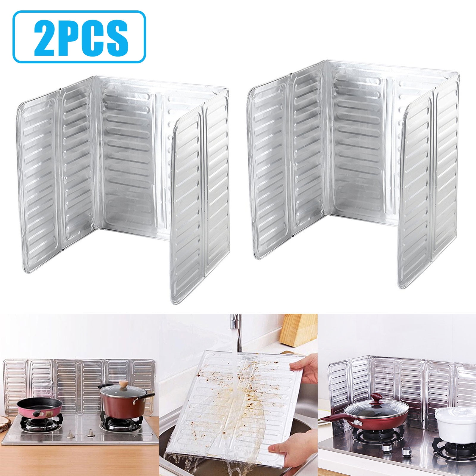 TSV 3 Sided Splatter Guard, 2/1 Pcs Oil AntiSplash Guard, Aluminum