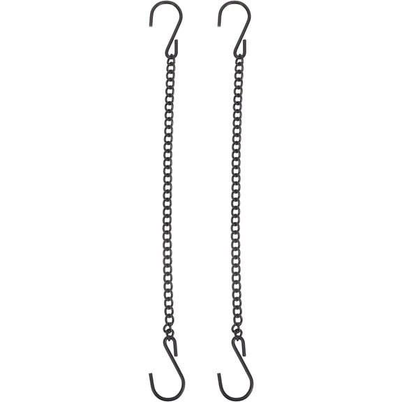 STOBOK 2-Pack Black Metal Hanging Chains with Hooks for Securely Hanging Plants, Bird Feeders, Outdoor Decorations and More