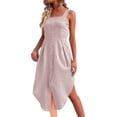 thumbnail image 3 of Dresses Plus Size Ladies Irregular Backless Linen Slip Dress With Stylish Design Plus Size Summer Dress Beige L, 3 of 7