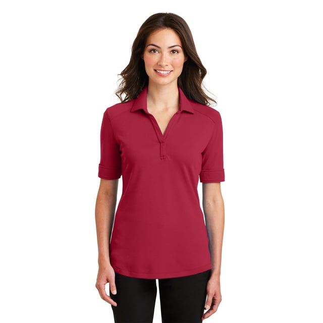 Polo de alto rendimiento para mujer Port Authority Silk Touch Interlock. L5200 rojo intenso Autoridad Portuaria L5200