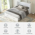 thumbnail image 6 of ZAFLY Murphy Bed Cabinet with Charging Station, Queen Size Solid Wood Cabinet Bed with Mattress, Murphy Cube Chest Bed with Storage Drawers - White, 6 of 12