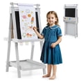 thumbnail image 6 of Resenkos 3-in-1 Double-Sided Kids Art Easel: Chalkboard & Whiteboard - Gray, 6 of 8