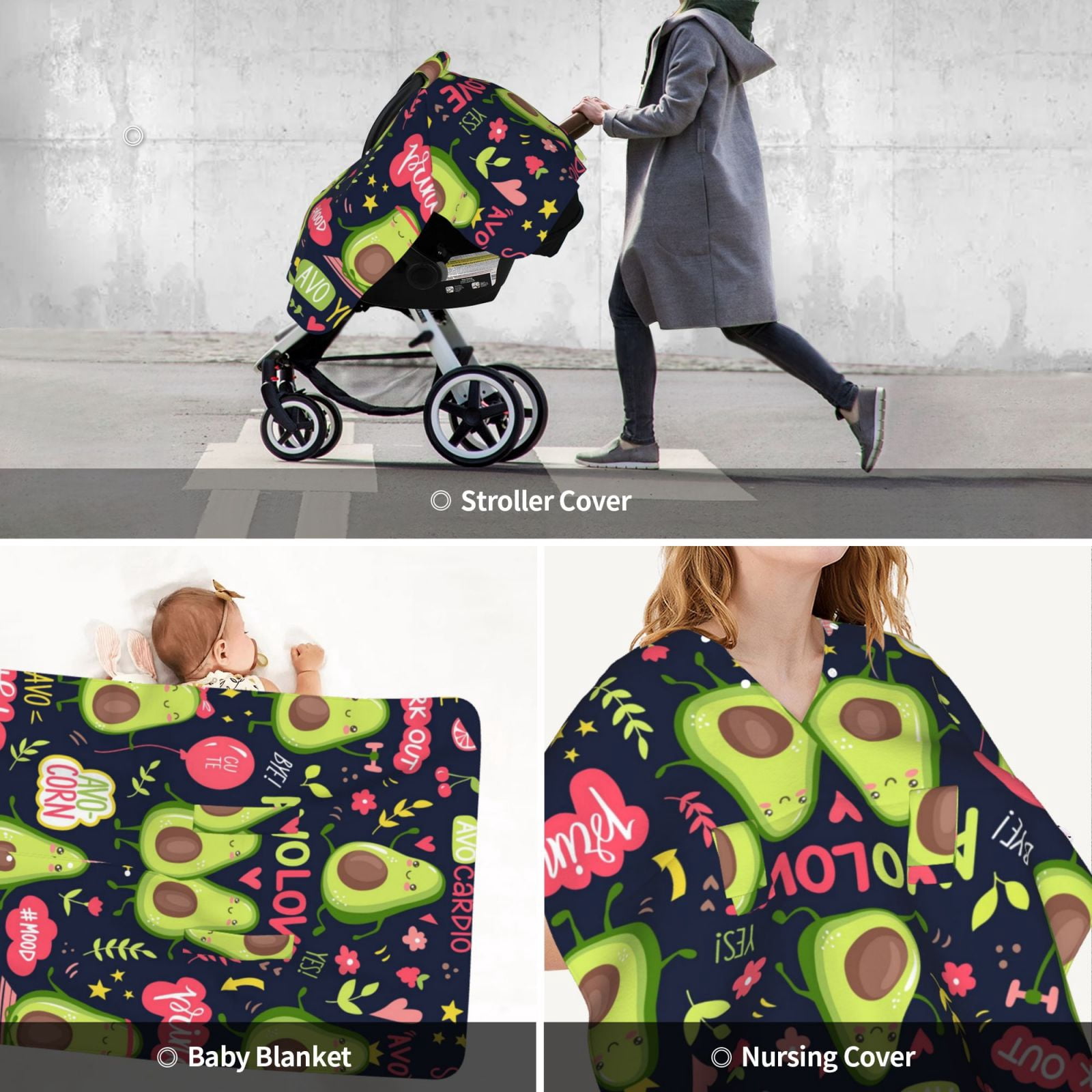 Car Seat Cover Baby - Avocado Love Breathable Infant Car Seat Cover for Baby Carseat, Lightweight Comfort Baby Essentials Must Haves Newborn Stuff for Girl Boy
