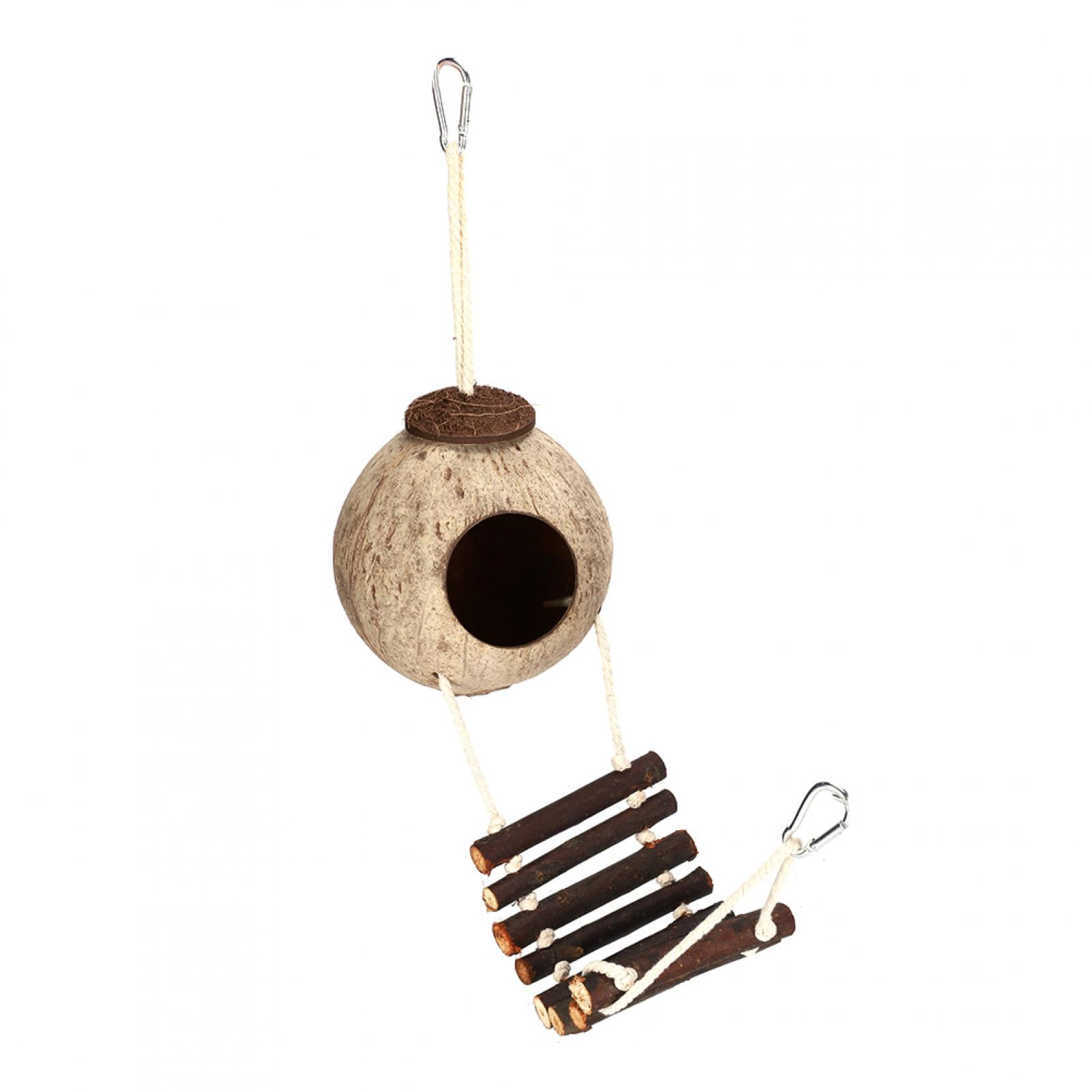 YAHHU Bird's Nest Hamster Breeding Nest Climbing Ladder Natural Coconut Shell Hideaway Toy House 8.27 inches / 21 cm