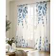 thumbnail image 5 of Blue Eucalyptus Sheer Curtains 84 Inch Length 2 Panels Set for Living Room/Bedroom, Farmhouse Weeping Leaves Linen Kitchen Curtains Grommet Semi-Sheer Curtains Drapes Window Treatments 42"x84"x2, 5 of 7