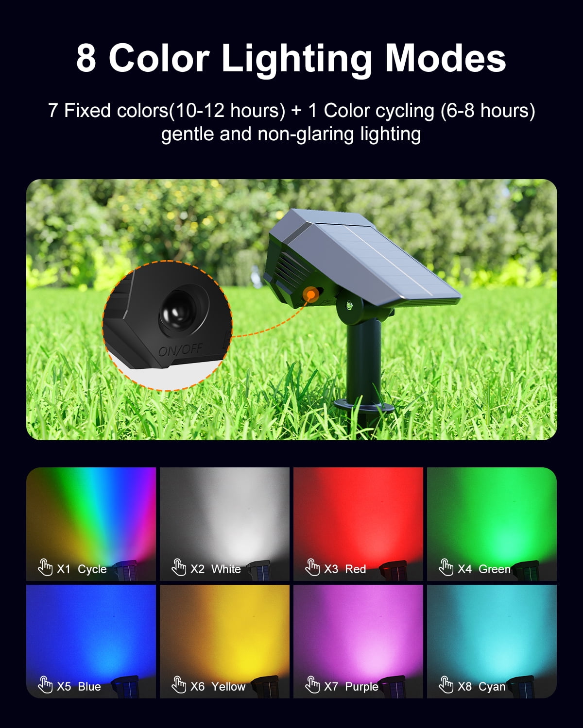 6 Pack Color Change Solar Outdoor Spot Lights Outside Landscape Waterproof 24 LED Spotlights Dusk to Dawn for Christmas Decorations,Tree, Snowman, Elk