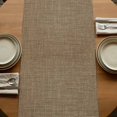thumbnail image 5 of Vintage Brown Burlap Cotton Table Runner 13x108 Inches Long, Farmhouse Retro Dark Solid Color Linen Texture Farmhouse Table Runners, Outdoor Dining Tablecloths Decor for Baby Shower/Party/Wedding, 5 of 8