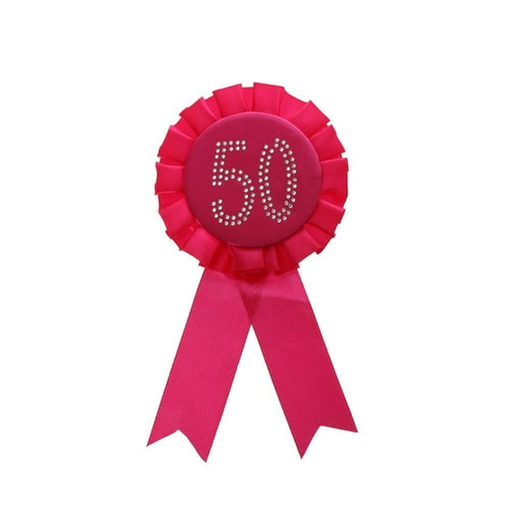 simhoa Glitter 50 Award Ribbon Rosette Brooch Birthday Party Favour Rose
