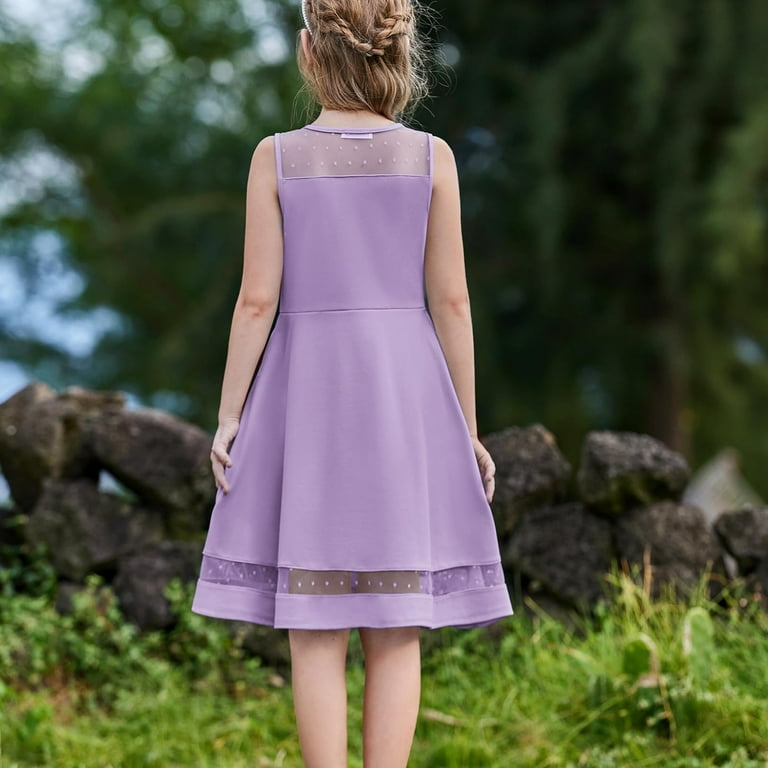 LTTVQM Summer Dresses for Toddler Girls 5-6 with Pocket Mesh A