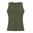 thumbnail image 6 of Brglopf Ribbed Workout Yoga Tank Tops for Women with Built in Bra Tight Racerback Scoop Neck Athletic Top Sleeveless Shirts(Army Green,XL), 6 of 8