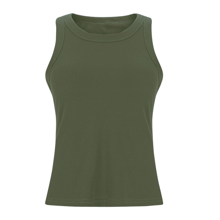 Women's Crop Tank Top - Cotton Scoop Neck Racerback, Sleeveless Slim Fit, Soft Stretch Fabric, Multiple Colors