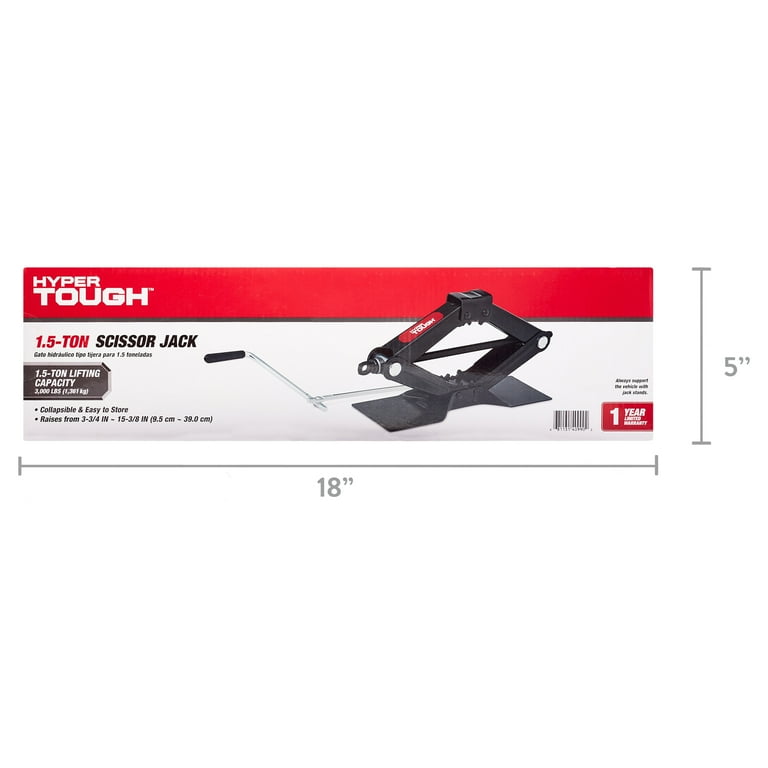 Hyper Tough T10152W Lifting Scissor Jack, 1.5 Ton Black