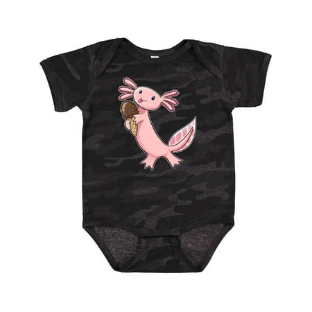 

Inktastic Cute Axolotl Eating Ice Cream Gift Baby Boy or Baby Girl Bodysuit
