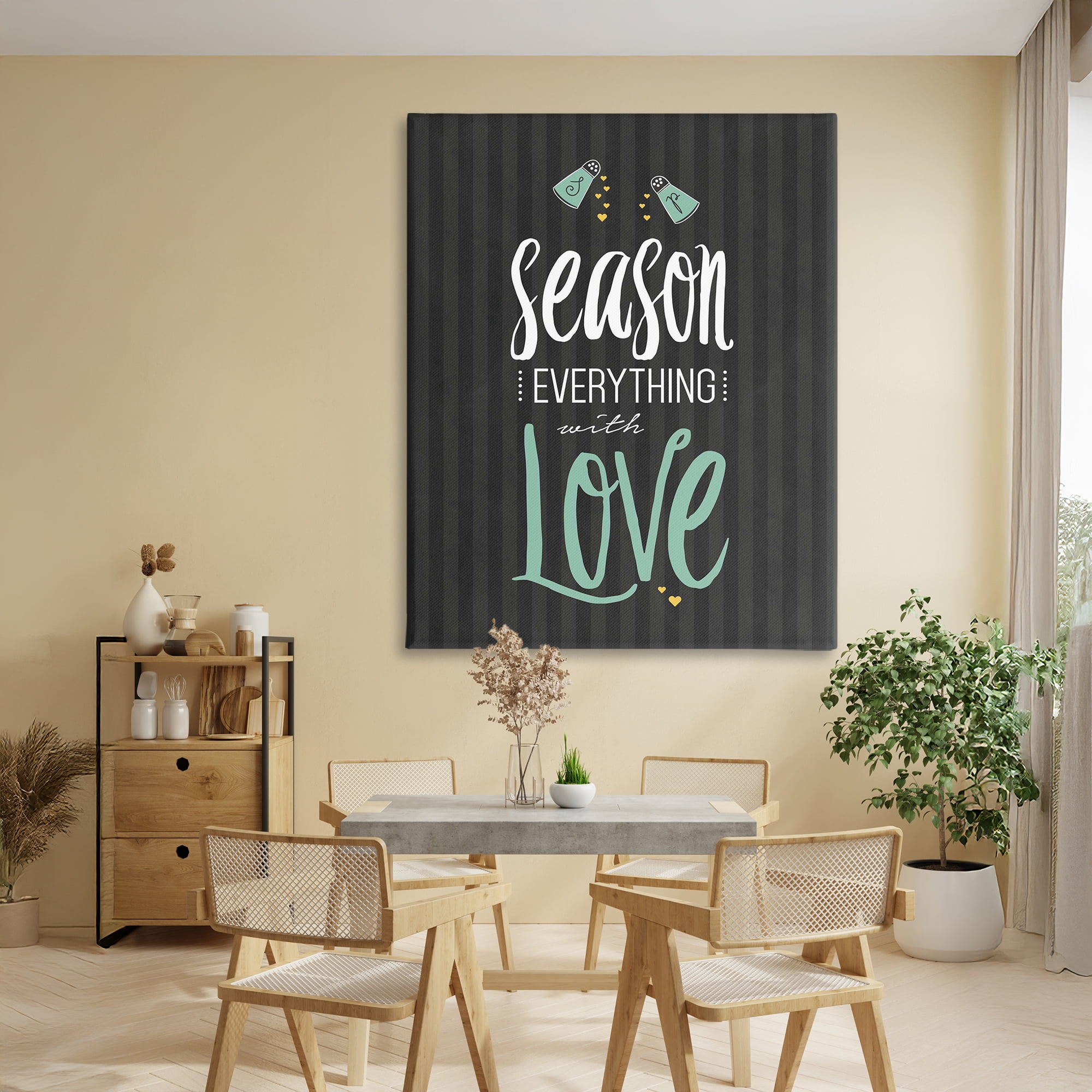 Season With Love Black & Green Canvas Wall Art, design by Lettered and Lined