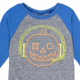 thumbnail image 3 of Instant Message - Neon Pumpkin with Headphones - Toddler & Youth Raglan Graphic T-Shirt, 3 of 5