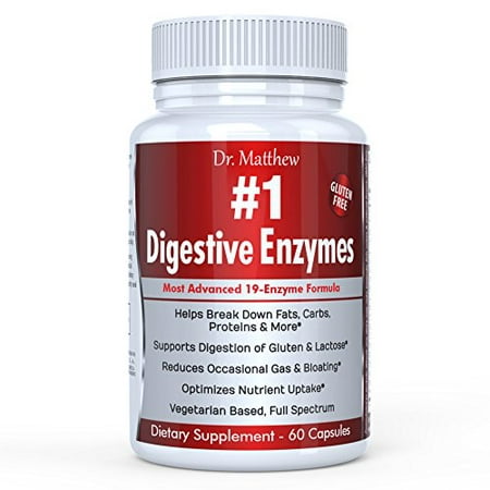 Best Digestive Enzymes with Amylase, Bromelain & Lipase - Reduce Gas, Bloating & Indigestion - Break Down Fats, Carbs, Proteins, Gluten & More - Vegetarian, Gluten-Free, 100% Natural, Full