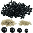 thumbnail image 1 of findTop 1000 piezas de ojos de seguridad de plástico negro con arandelas para proyectos de manualidades de animales de peluche (4 tamaños), 1 of 5