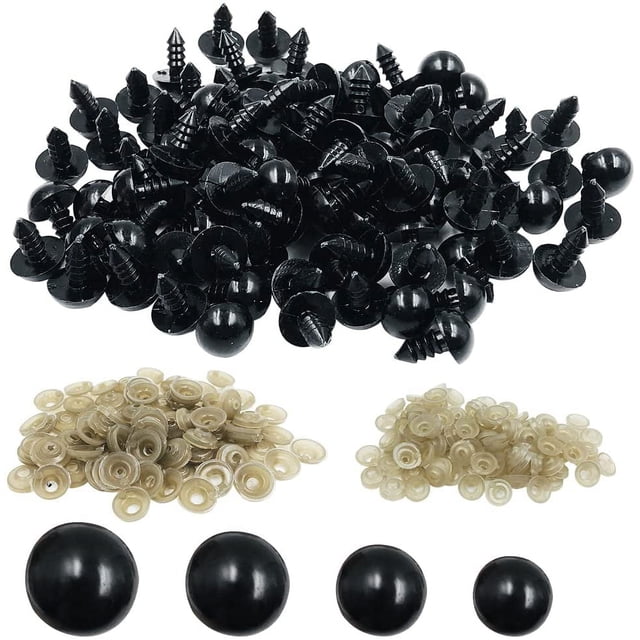 findTop 1000 piezas de ojos de seguridad de plástico negro con arandelas para proyectos de manualidades de animales de peluche (4 tamaños)