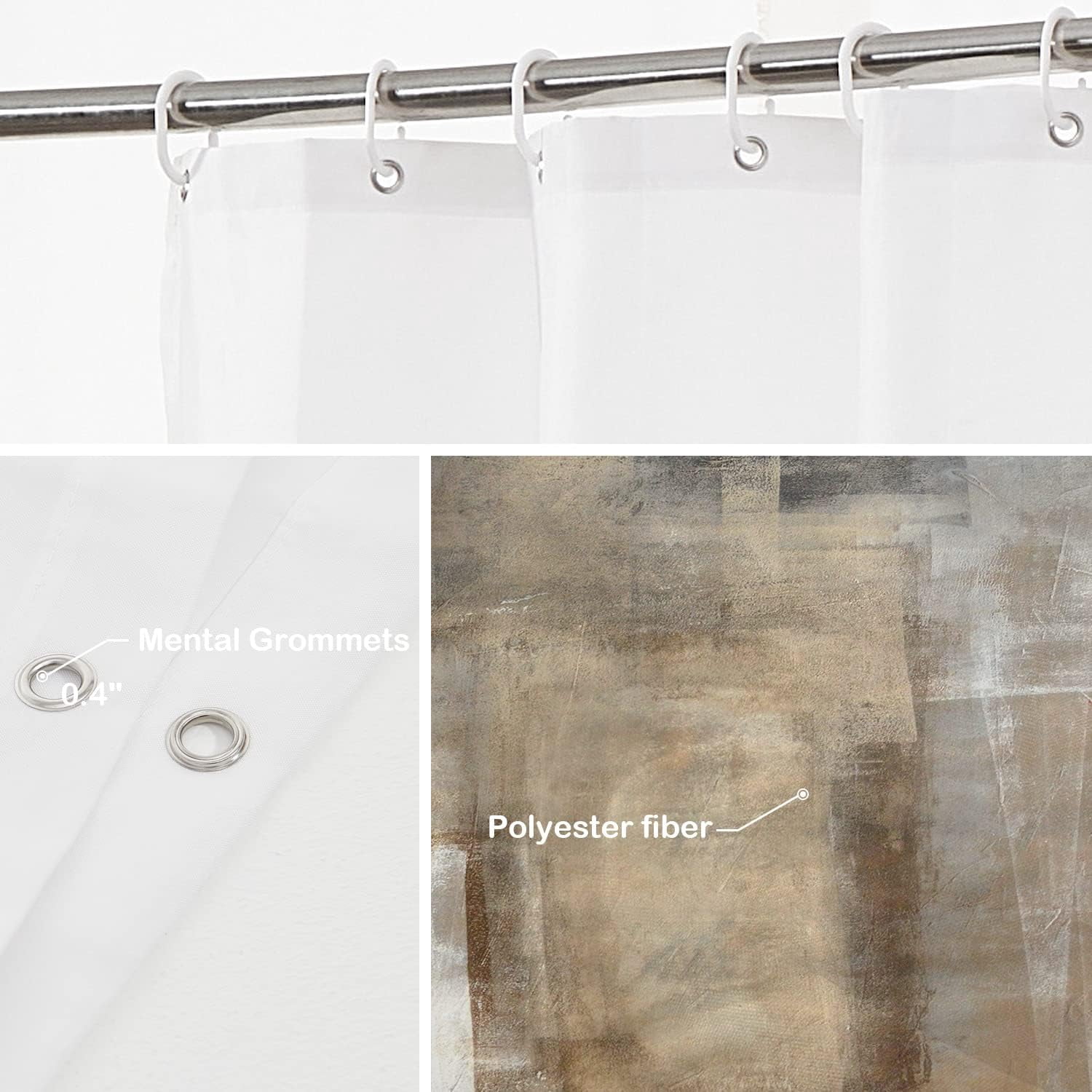 Brown Beige Abstract Art Decorative Shower Curtain, Brown Art Abstract Acrylic Painting Shower Curtain Cute Long Wide Shower Curtain with Rust Proof Grommets for Bathroom Waterproof Washable