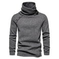 thumbnail image 2 of Men Sweater Winter Casual Button Cable Knit Sweaters Shawl Collar Turtlenecks for Lounge Sleep, 2 of 6