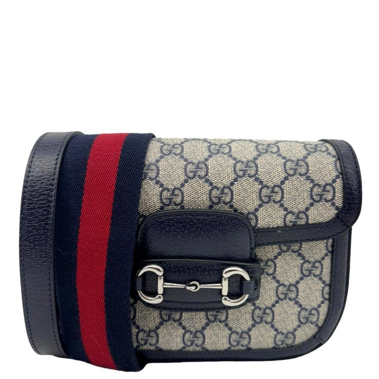 Pre-Owned Gucci Horsebit 1955 Flap Mini Dollar GG Supreme Canvas