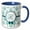 Blue/White, variant on 3drose, Elegant Green and Silver Heart Damask Monogram Letter H, 11oz Two-tone Black Mug