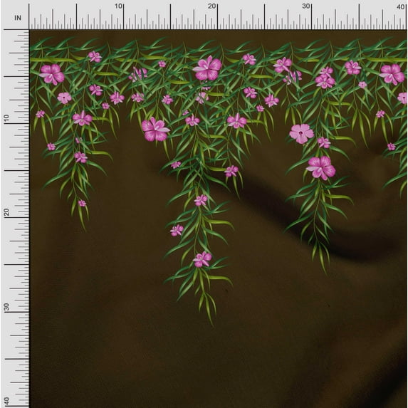 Soimoi Cotton Voile Fabric Leaves & Flower Panel Fabric Prints by Yard 56 Inch Wide